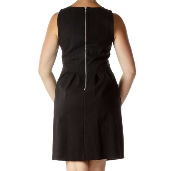 J.Crew Black Pleated Flare Sleeveless Ponte A-Line Dress Sz 12 - Picture 2 of 6